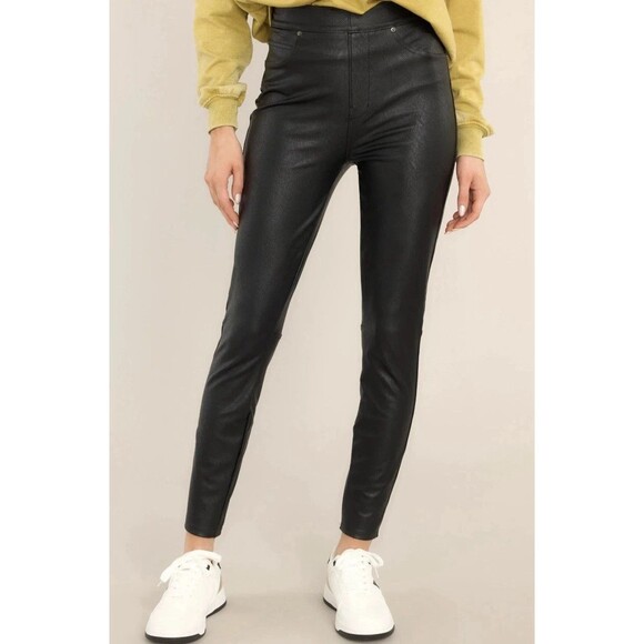 SPANX Leather Like Ankle Skinny Pant Luxe Black Size Large Petite NWT - Picture 4 of 8